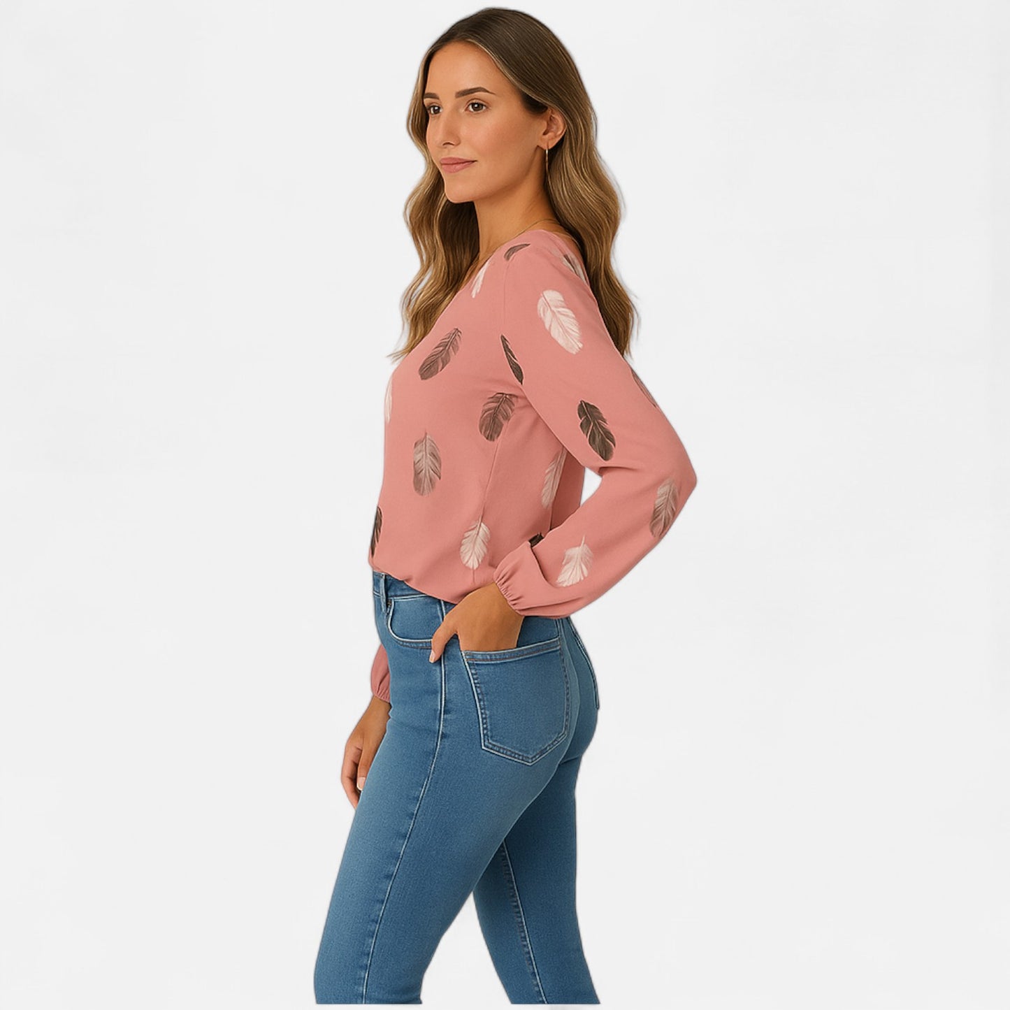 Velroismode | Women's Long Sleeve Patterned Blouse – Effortless Elegance, Everyday Comfort