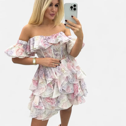 VelroisMode | Women's V-Neck Printed Mini Dress – Effortless Elegance, Everyday Comfort