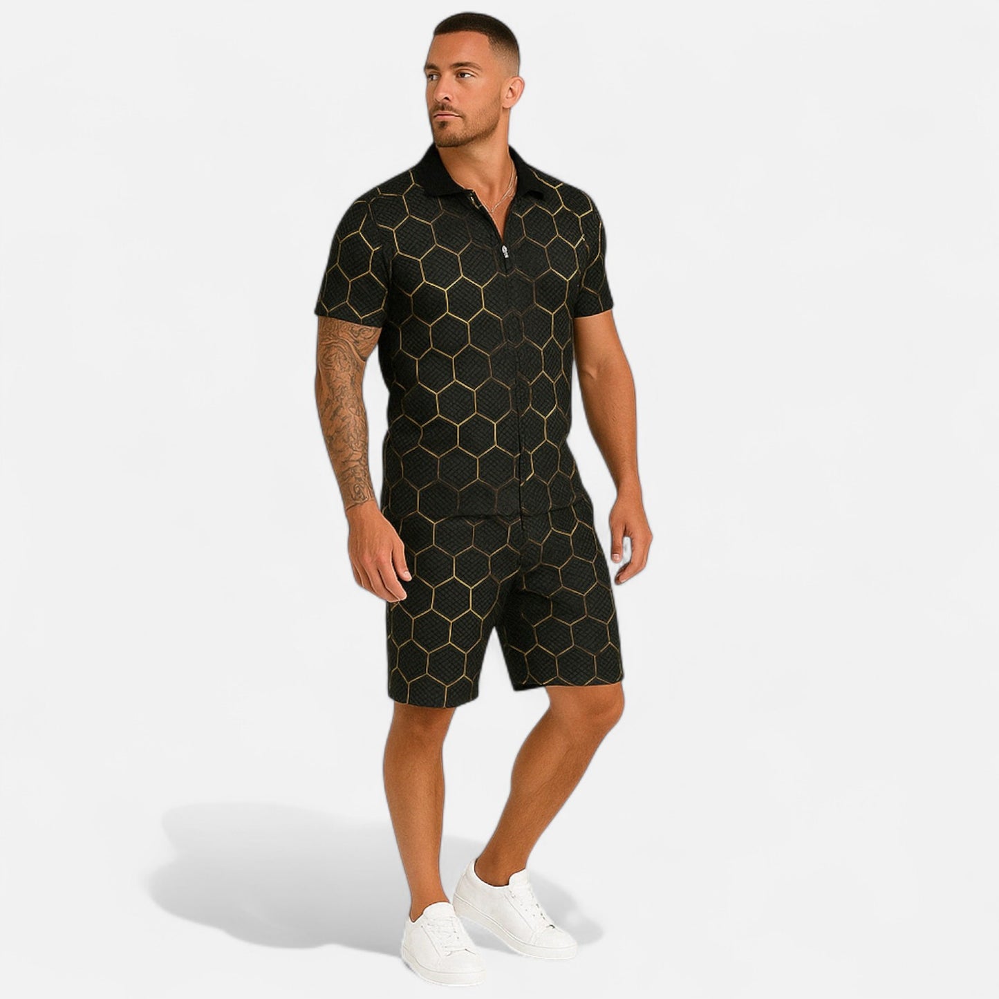 VelroisMode | Men's V-Neck Zip Polo – Contemporary Comfort Meets Urban Sophistication