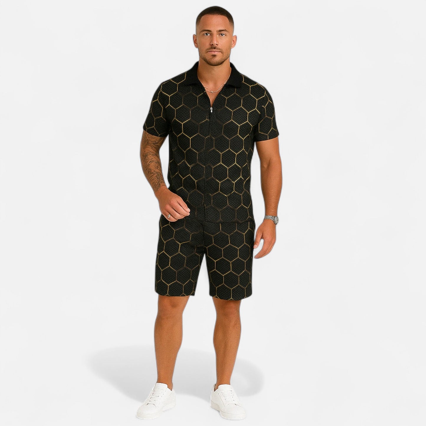VelroisMode | Men's V-Neck Zip Polo – Contemporary Comfort Meets Urban Sophistication