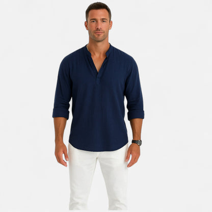 VelroisMode | Men's Linen Henley Shirt – Effortless Summer Sophistication