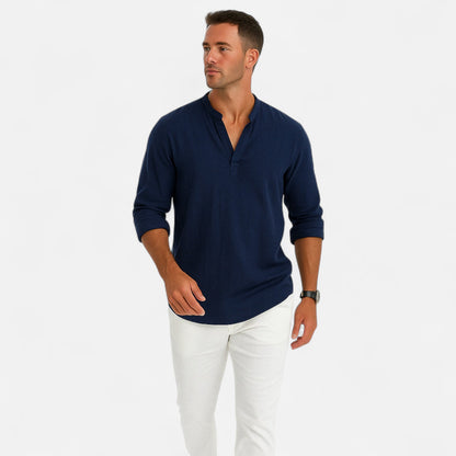 VelroisMode | Men's Linen Henley Shirt – Effortless Summer Sophistication