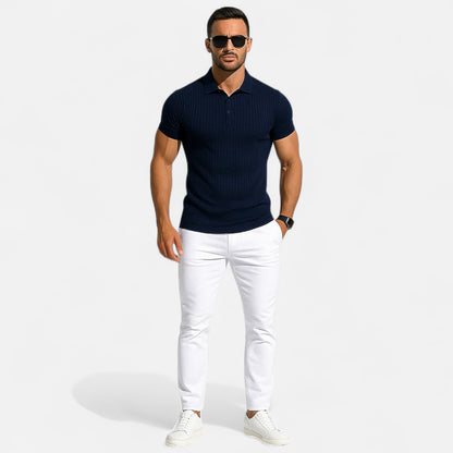 VelroisMode | Men's Striped Stand Collar Polo Shirt – Effortless Summer Style
