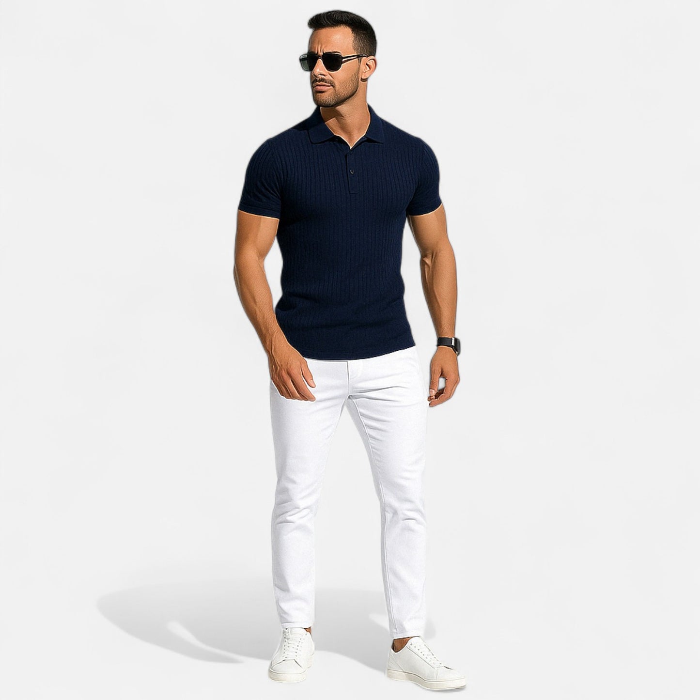 VelroisMode | Men's Striped Stand Collar Polo Shirt – Effortless Summer Style