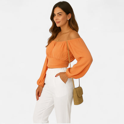VelroisMode | Women's Chic Off-Shoulder Blouse – Effortless Elegance, Everyday Comfort
