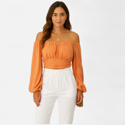 VelroisMode | Women's Chic Off-Shoulder Blouse – Effortless Elegance, Everyday Comfort
