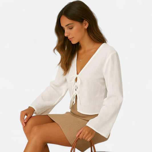 VelroisMode | Woman's | Long Sleeve Linen Top