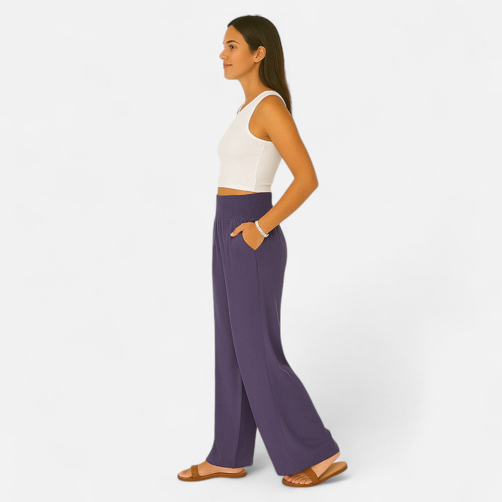 Velroismode | Women's Cotton High-Waist Elastic Pants