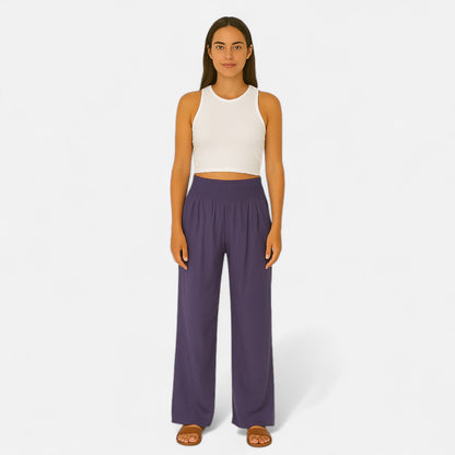 VelroisMode | Women's Cotton High-Waist Elastic Pants – Effortless Elegance, Everyday Comfort