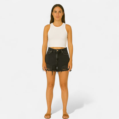 VelroisMode | Women's High-Waisted Cowboy Shorts – Effortless Elegance, Everyday Comfort