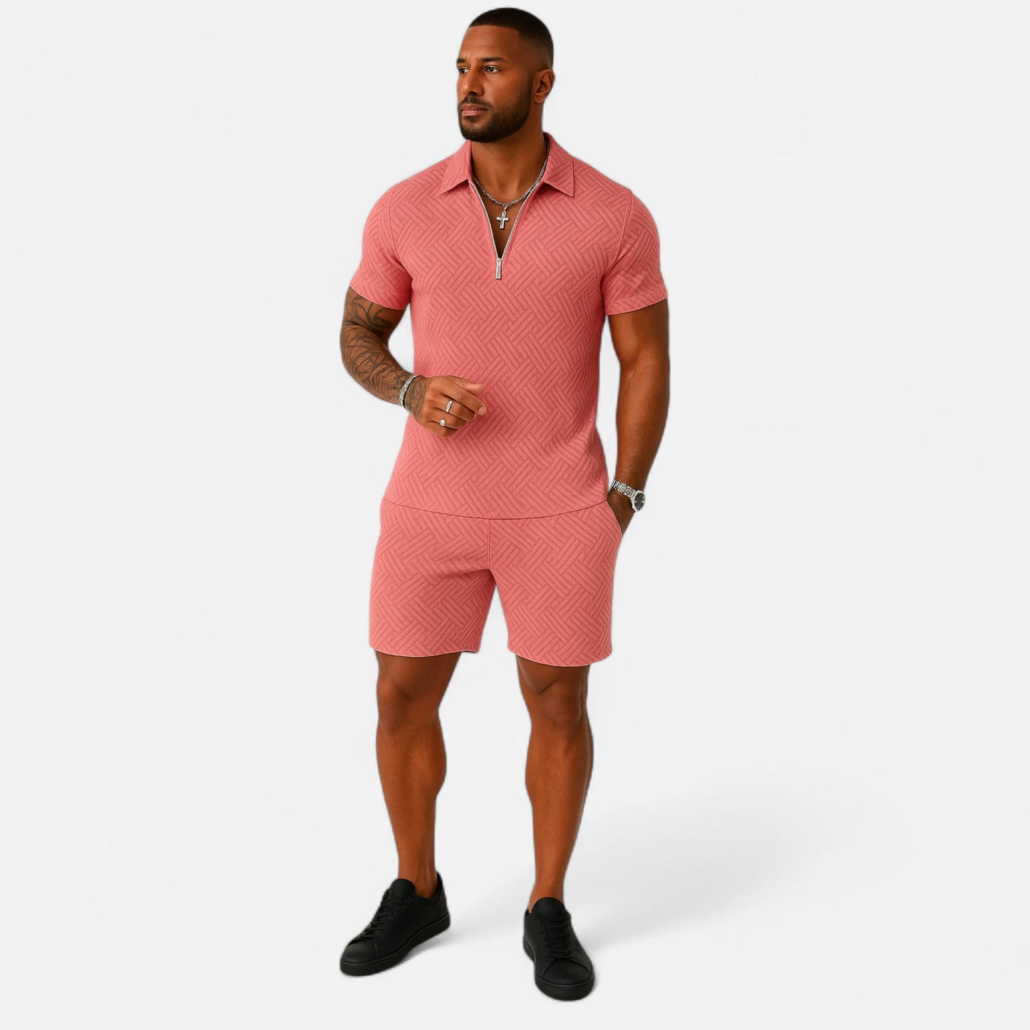 VelroisMode | Men's V-Neck Zip Polo – Contemporary Comfort Meets Urban Sophistication