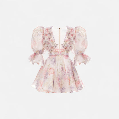 VelroisMode | Women's V-Neck Printed Mini Dress – Effortless Elegance, Everyday Comfort