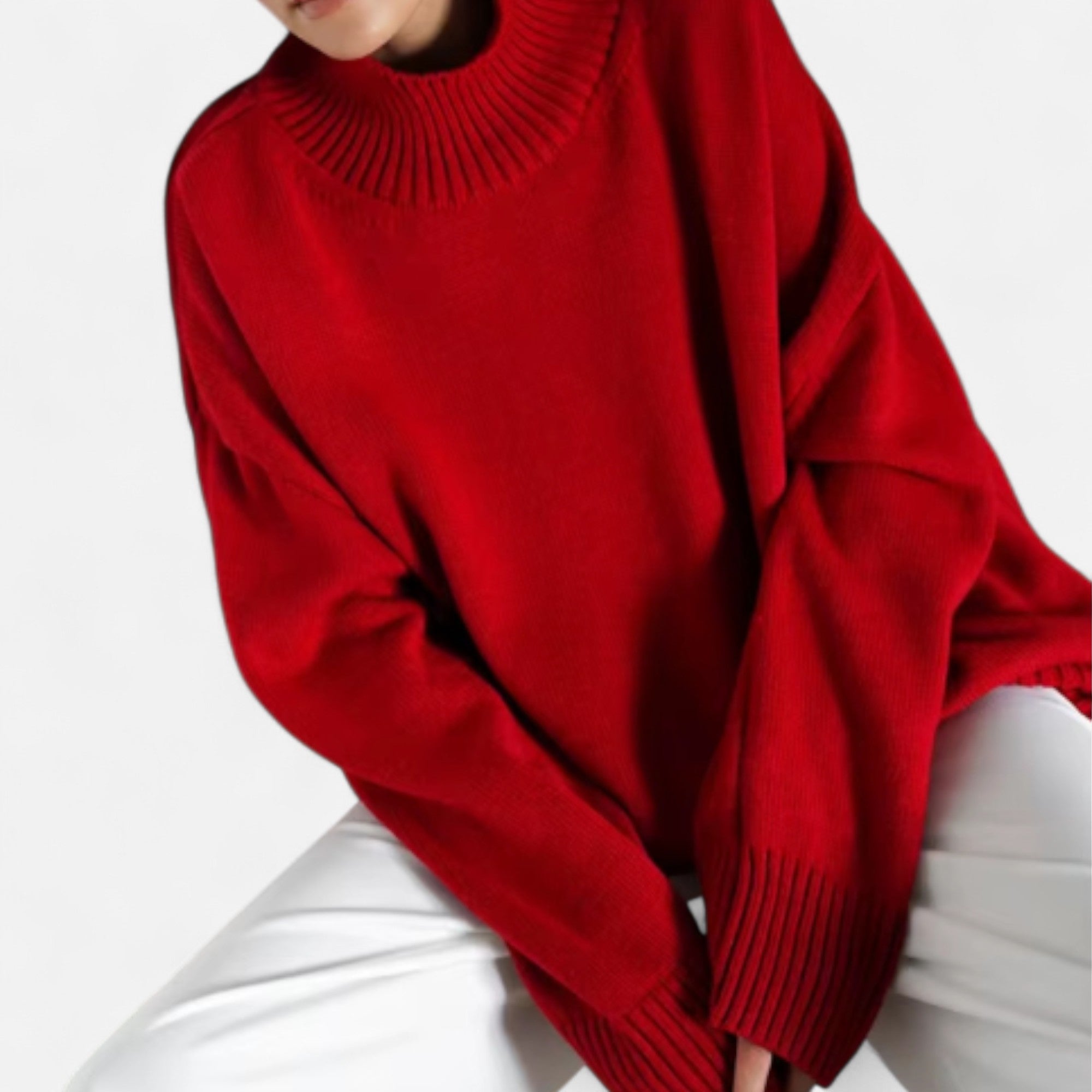 Velroismode | Oversized Turtleneck Knit –  Soft Grey