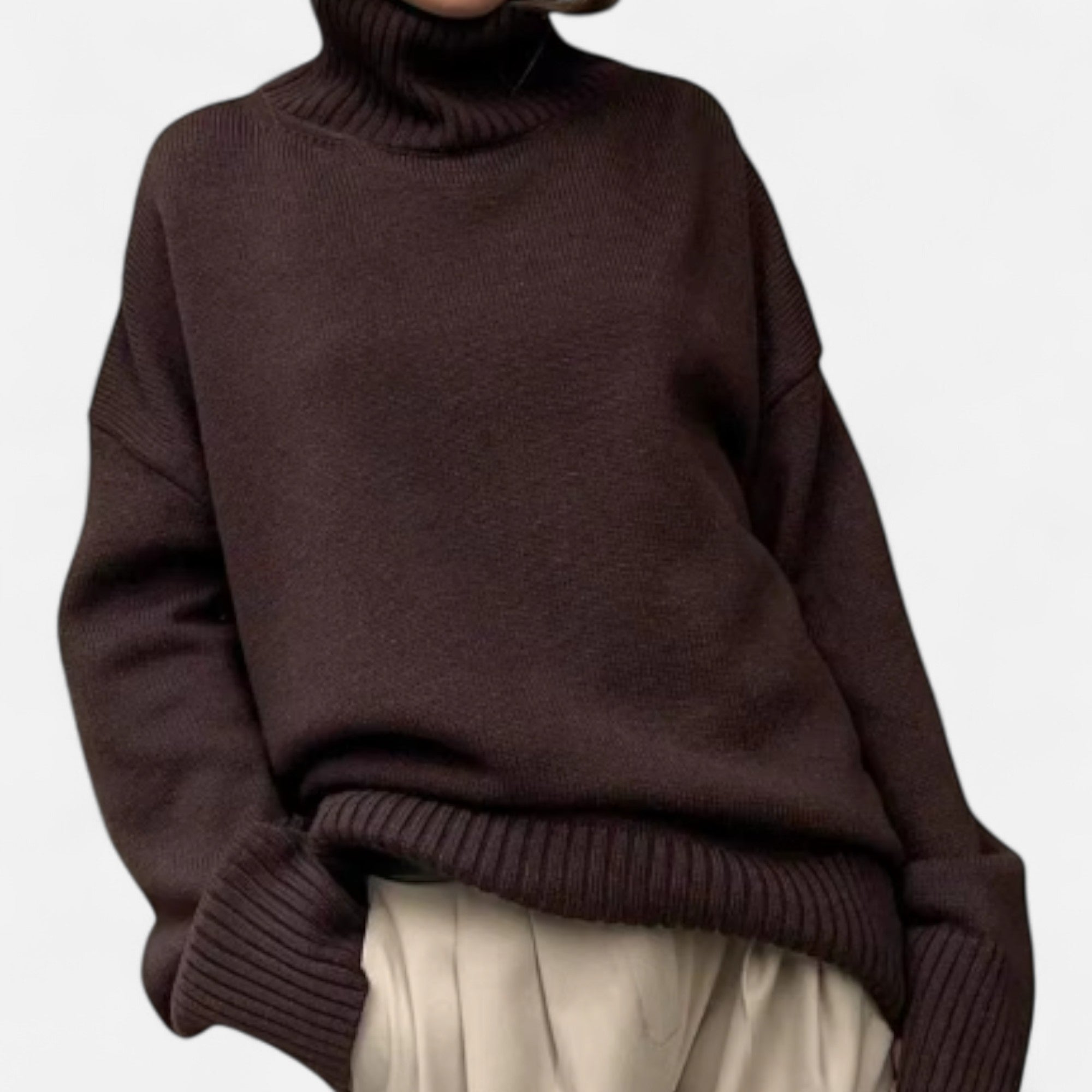 Velroismode | Oversized Turtleneck Knit –  Soft Grey
