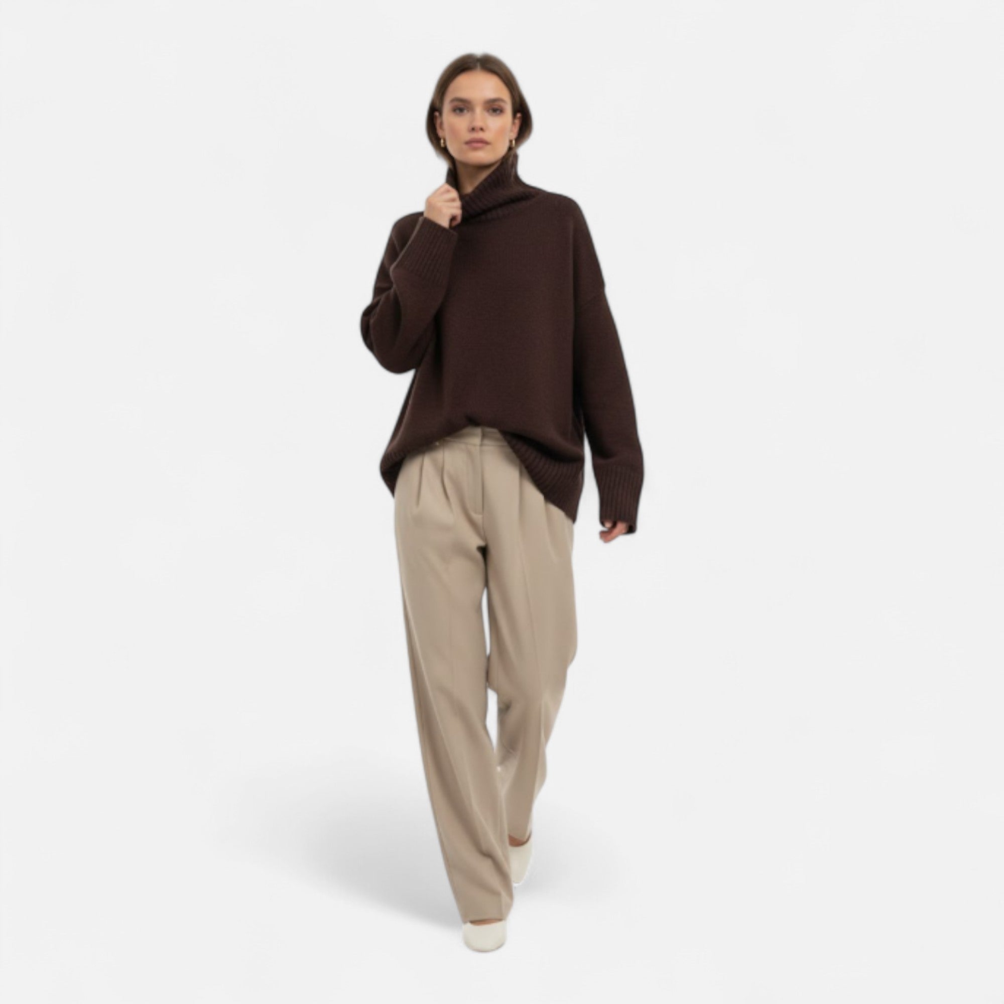 Velroismode | Oversized Turtleneck Knit –  Soft Grey