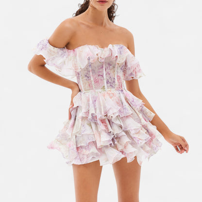 VelroisMode | Women's V-Neck Printed Mini Dress – Effortless Elegance, Everyday Comfort