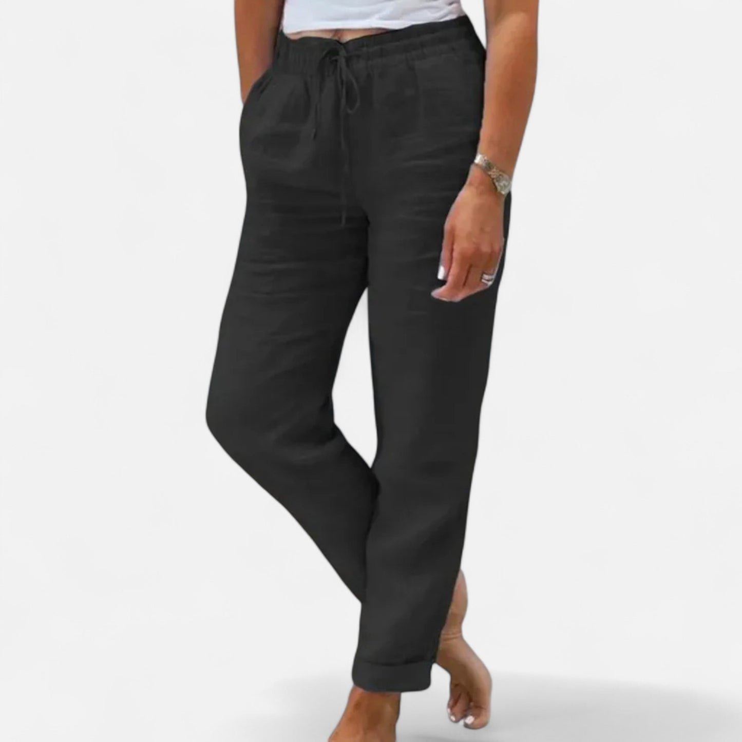 VelroisMode | Women's High-Waisted Cotton-Linen Trousers – Effortless Elegance, Everyday Comfort