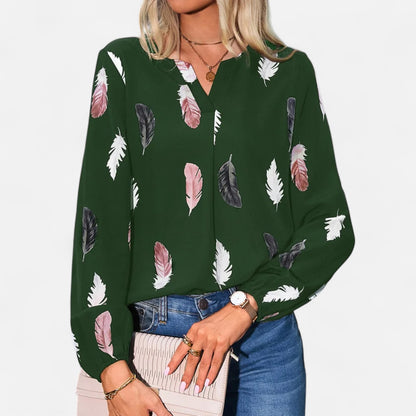VelroisMode | Women's Long Sleeve Patterned Blouse – Effortless Elegance, Everyday Comfort