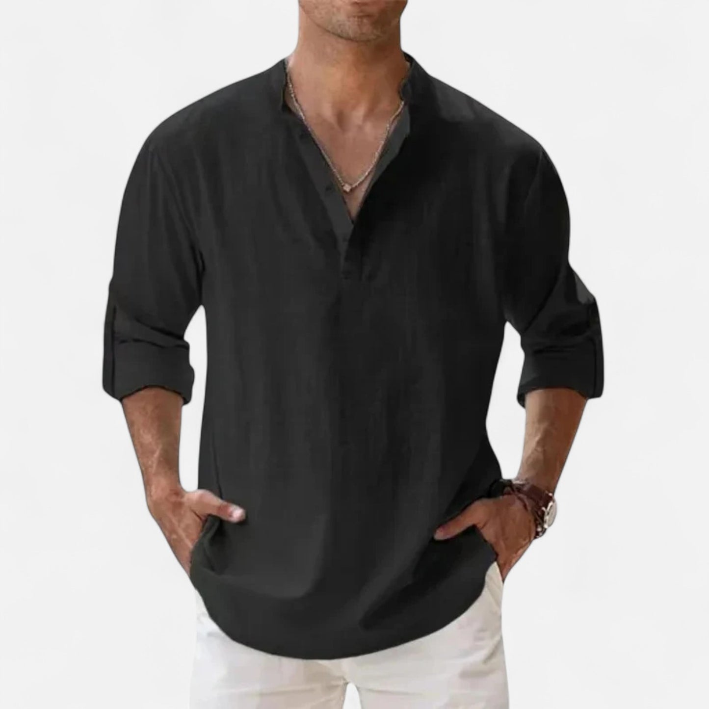 VelroisMode | Men's Linen Henley Shirt – Effortless Summer Sophistication