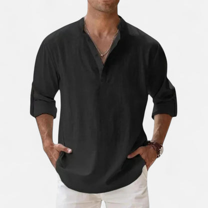 VelroisMode | Men's Linen Henley Shirt – Effortless Summer Sophistication