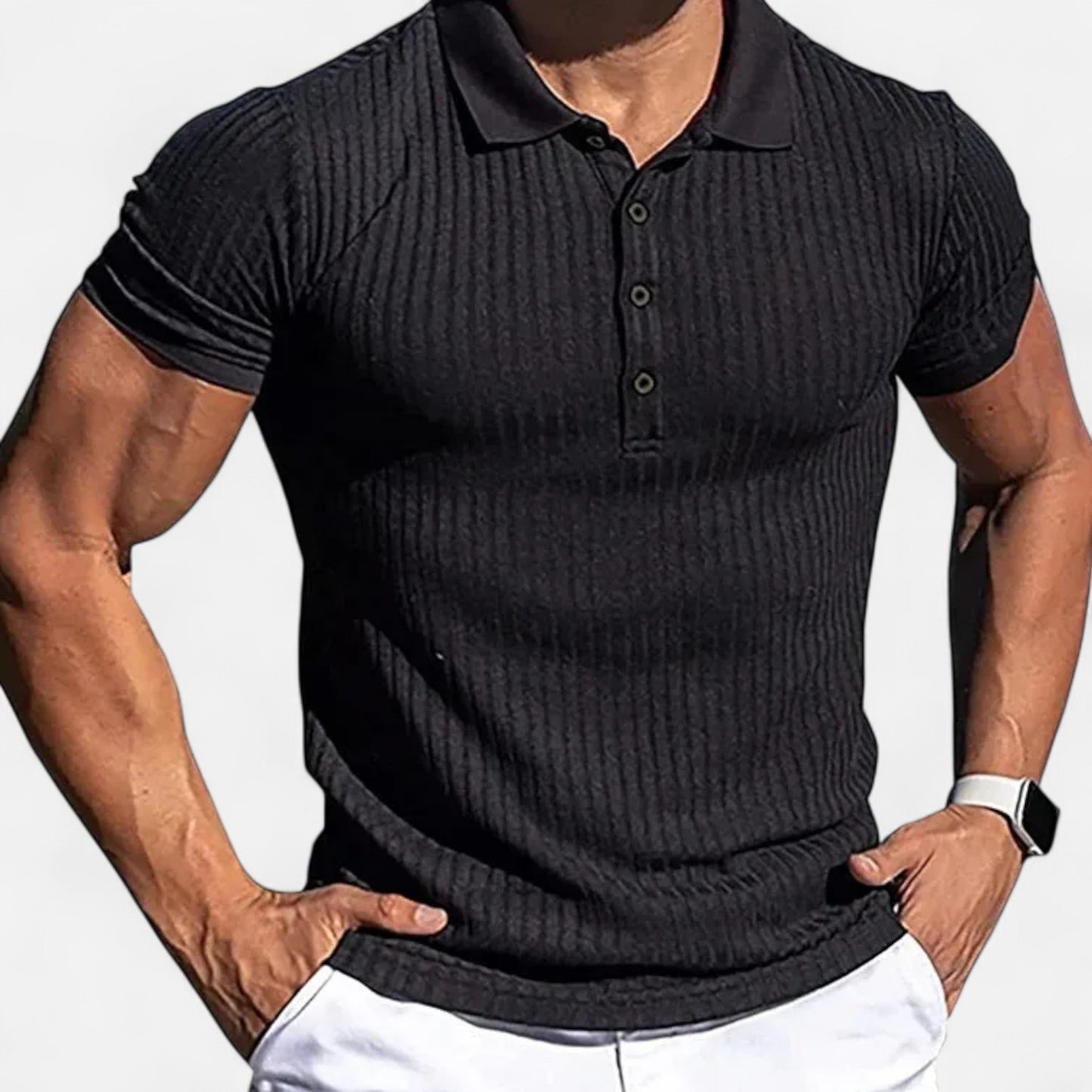 VelroisMode | Men's Striped Stand Collar Polo Shirt – Effortless Summer Style