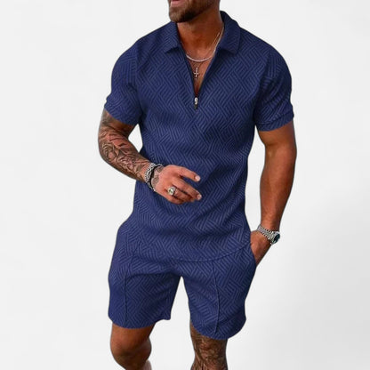 VelroisMode | Men's V-Neck Zip Polo – Contemporary Comfort Meets Urban Sophistication