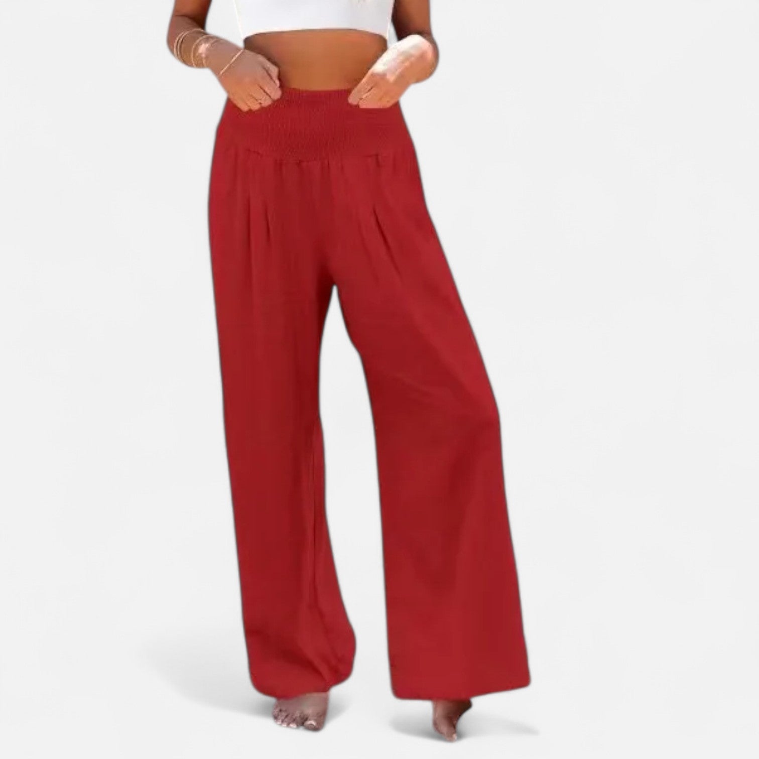 Velroismode | Women's Cotton High-Waist Elastic Pants