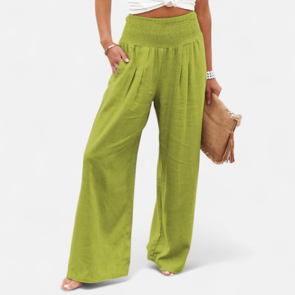 Velroismode | Women's Cotton High-Waist Elastic Pants