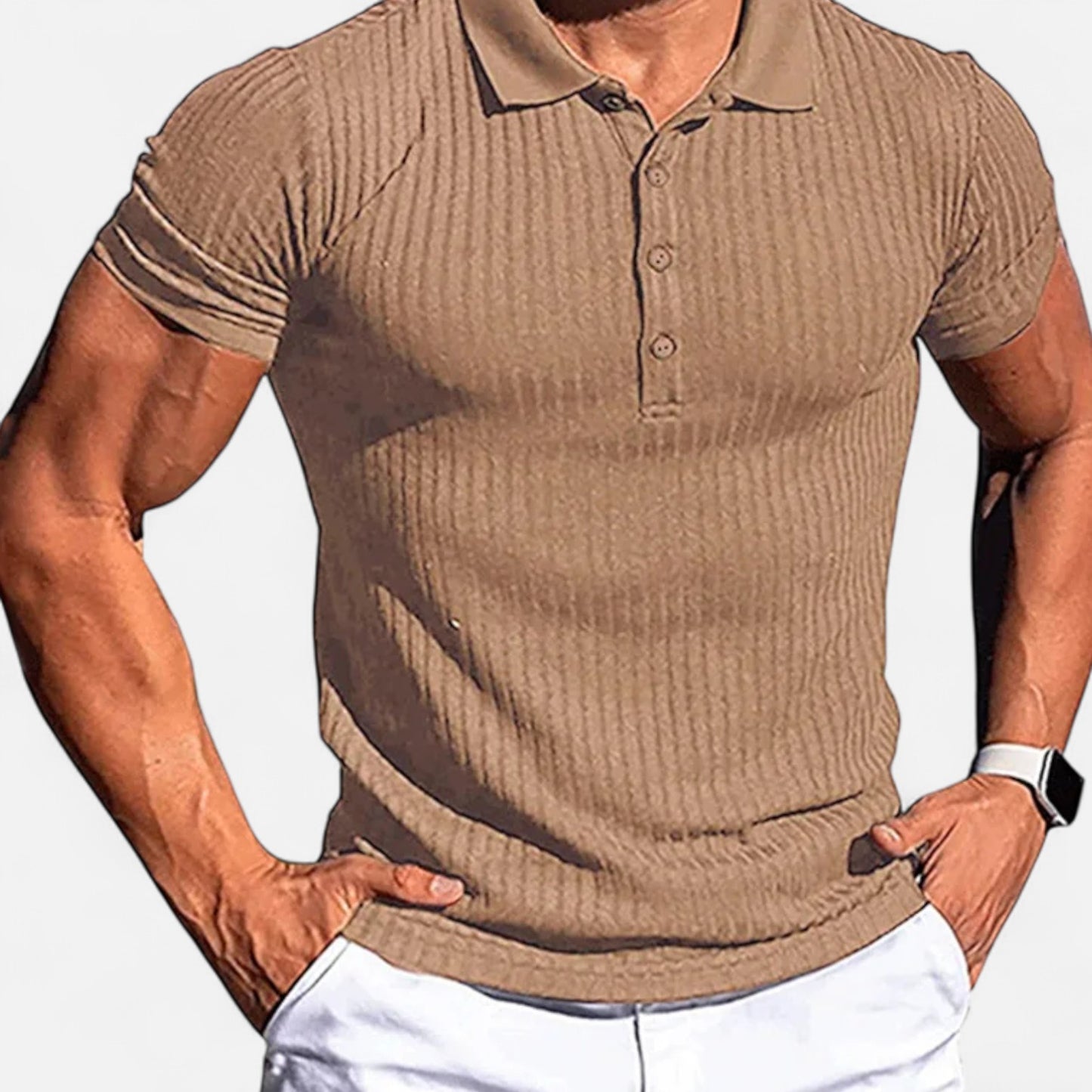 VelroisMode | Men's Striped Stand Collar Polo Shirt – Effortless Summer Style