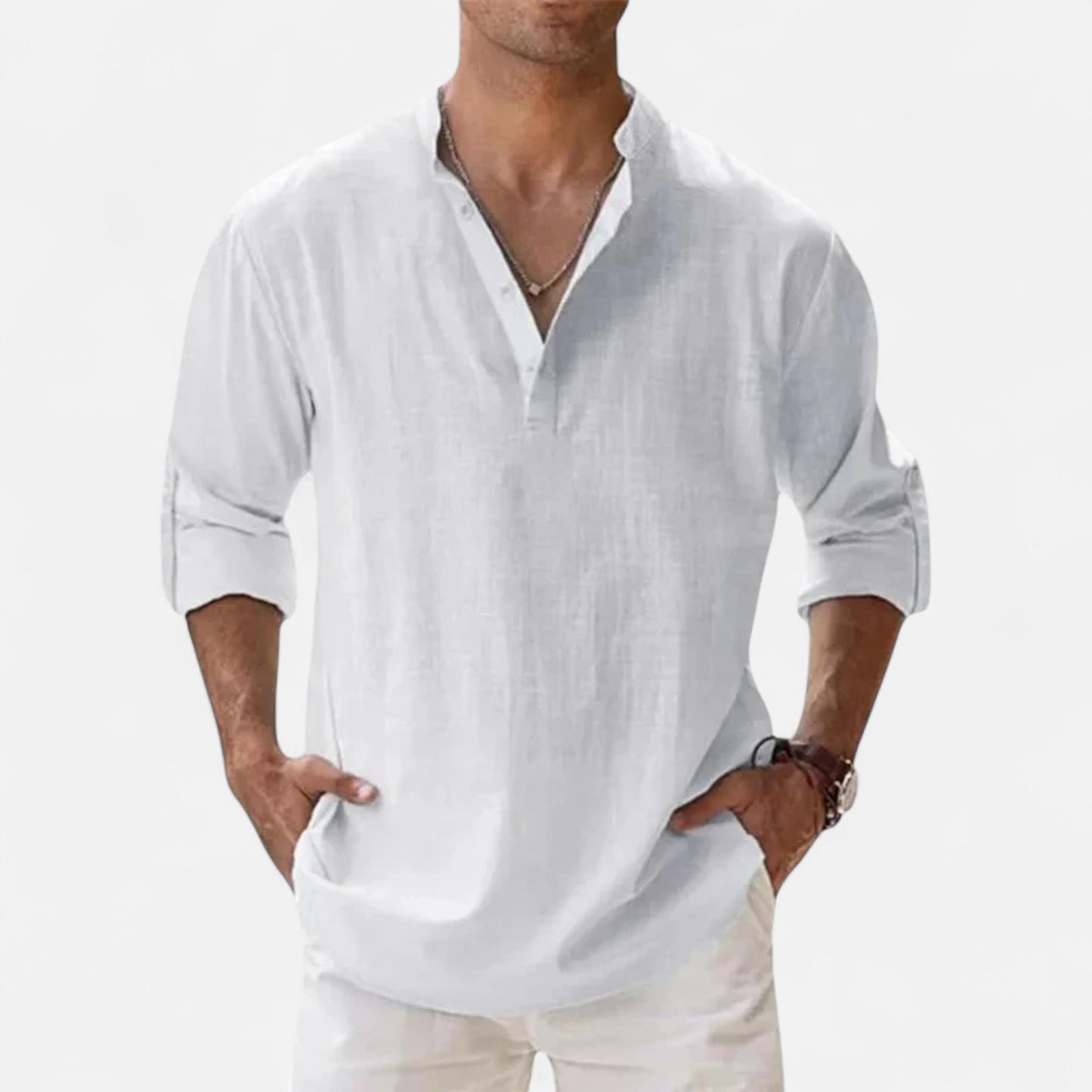 VelroisMode | Men's Linen Henley Shirt – Effortless Summer Sophistication