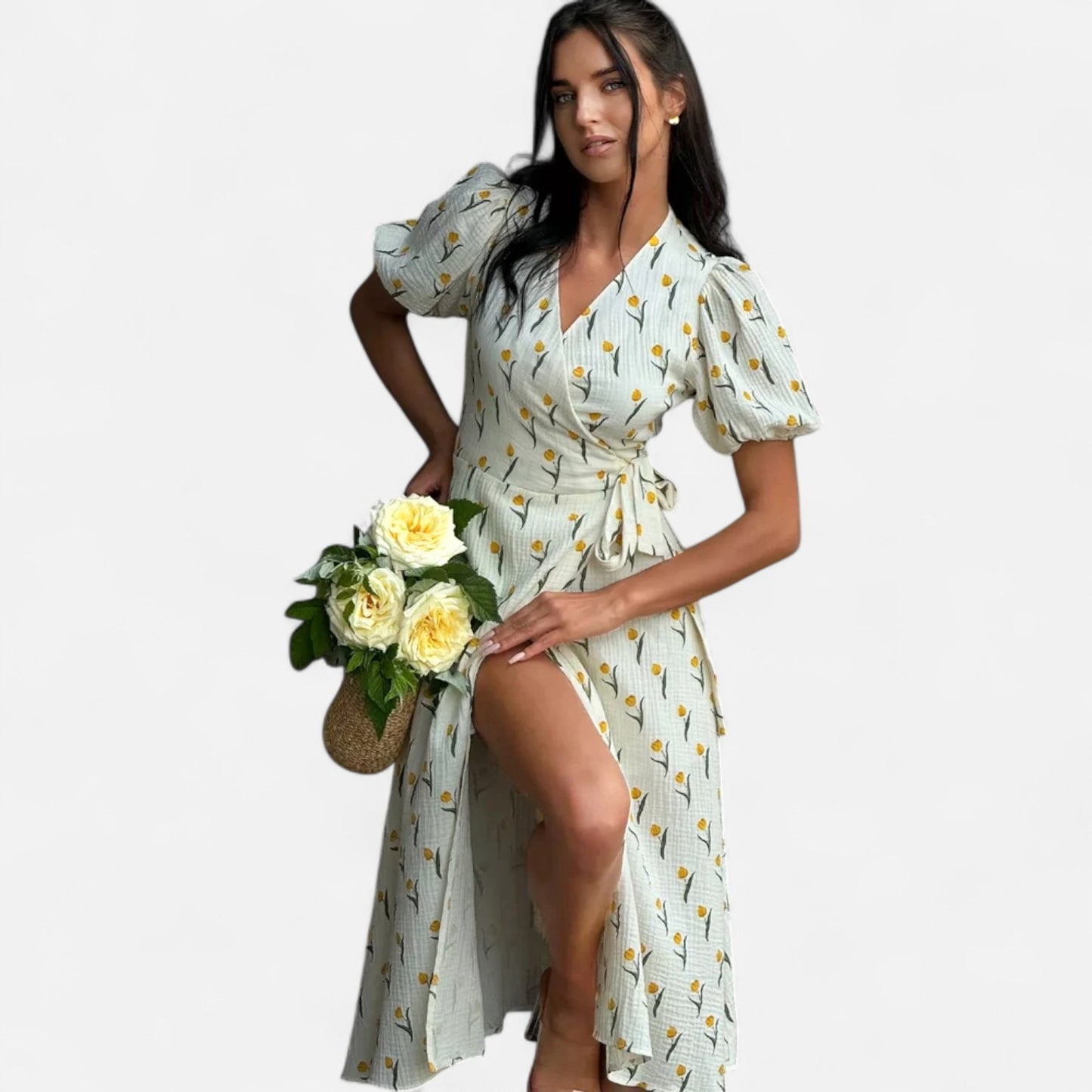 VelroisMode | Women's Light Floral Long Dress – Effortless Elegance, Everyday Comfort