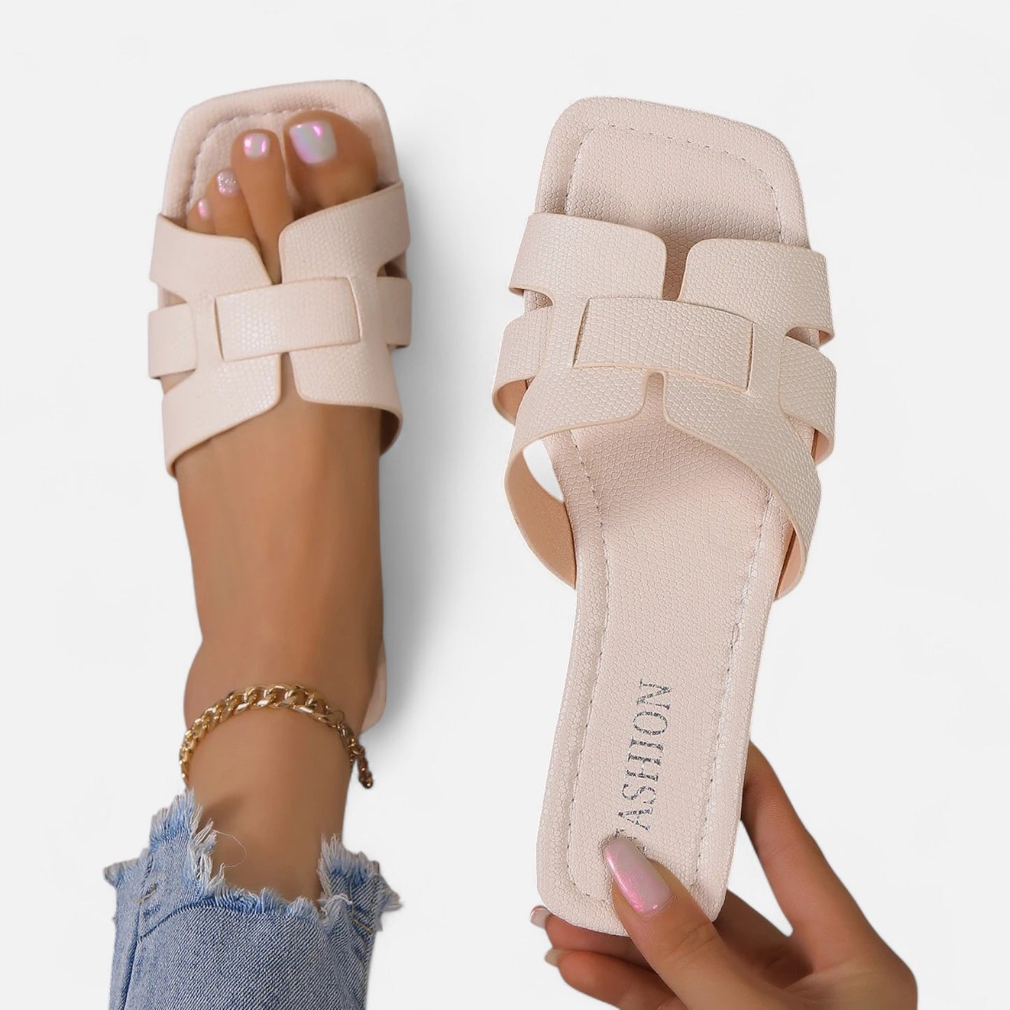 VelroisMode | Women's Leather Flat Sandals – Timeless Elegance, Everyday Comfort