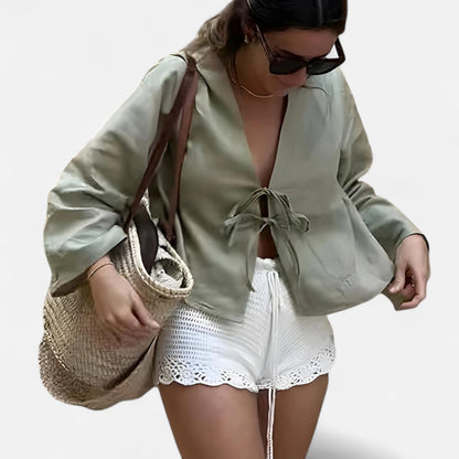 VelroisMode | Woman's | Long Sleeve Linen Top