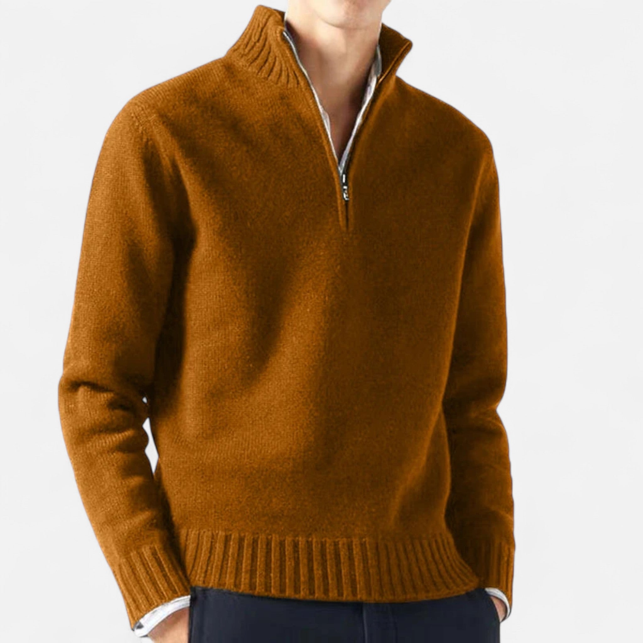 Velroismode | Men’s Long Sleeve Casual Zip-Up Sweater