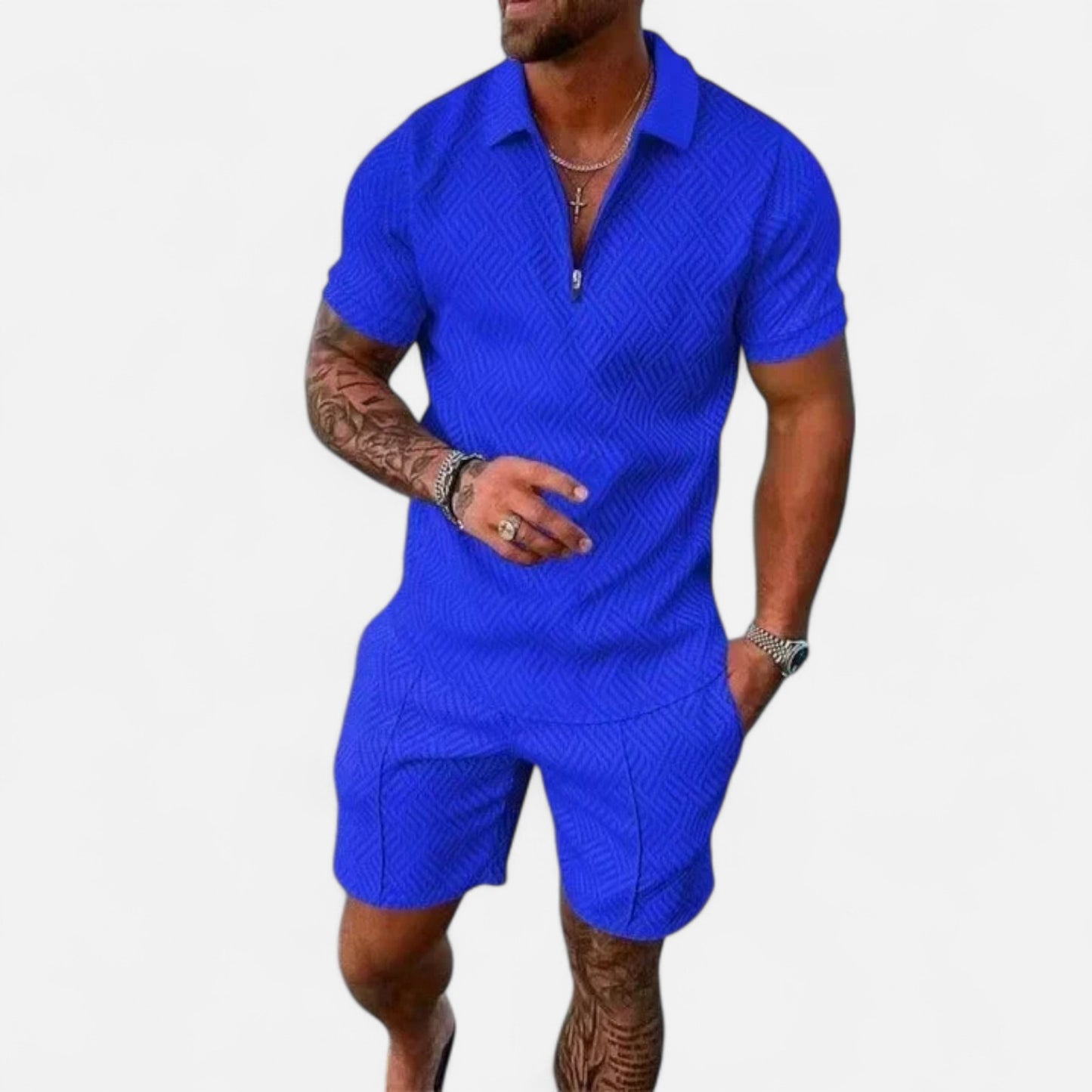 VelroisMode | Men's V-Neck Zip Polo – Contemporary Comfort Meets Urban Sophistication