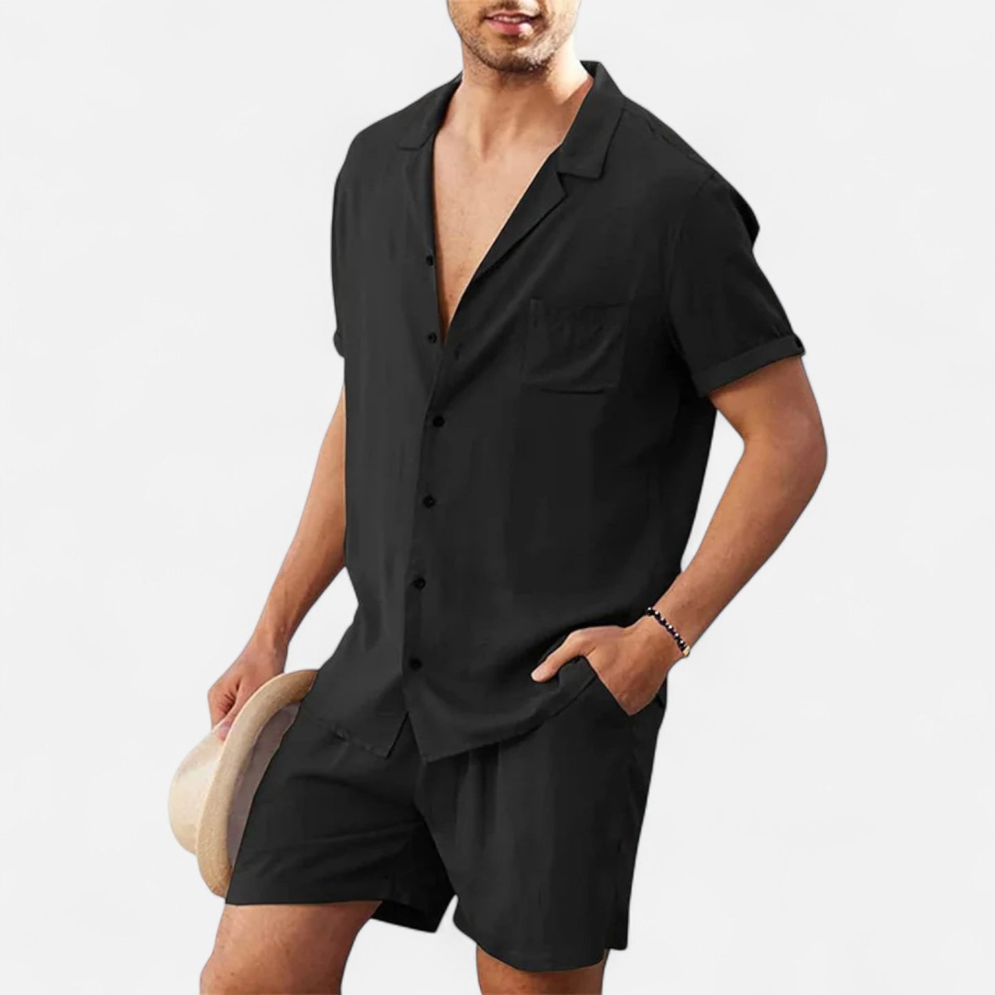 VelroisMode | Men's Linen Short Sleeve Shirt & Shorts Set – Effortless Summer Sophistication