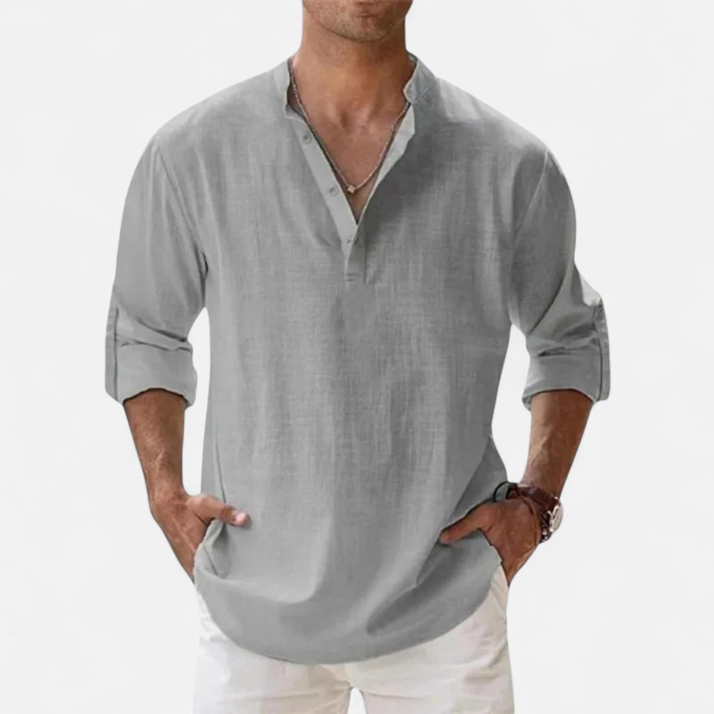 VelroisMode | Men's Linen Henley Shirt – Effortless Summer Sophistication