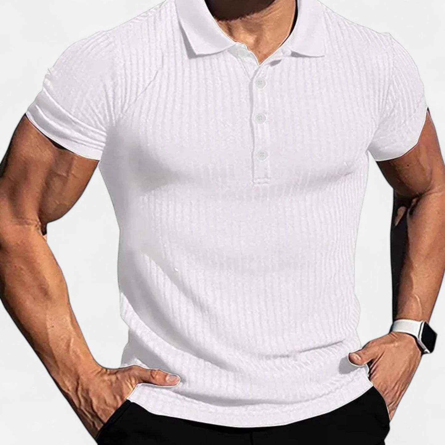 VelroisMode | Men's Striped Stand Collar Polo Shirt – Effortless Summer Style