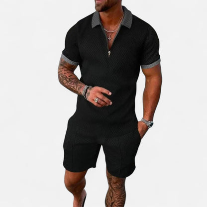 VelroisMode | Men's V-Neck Zip Polo – Contemporary Comfort Meets Urban Sophistication