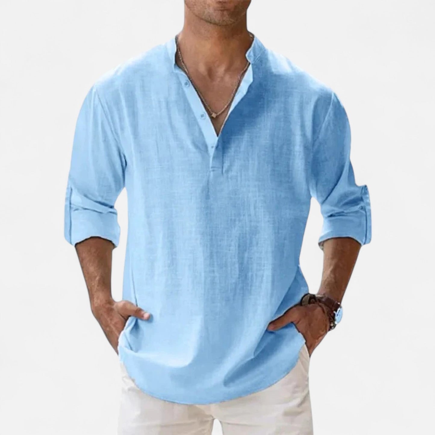 VelroisMode | Men's Linen Henley Shirt – Effortless Summer Sophistication