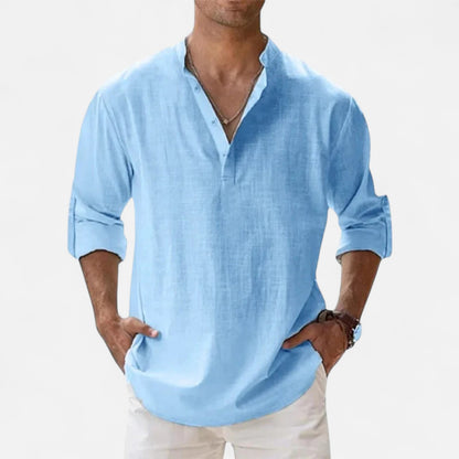 VelroisMode | Men's Linen Henley Shirt – Effortless Summer Sophistication