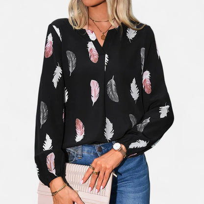 VelroisMode | Women's Long Sleeve Patterned Blouse – Effortless Elegance, Everyday Comfort
