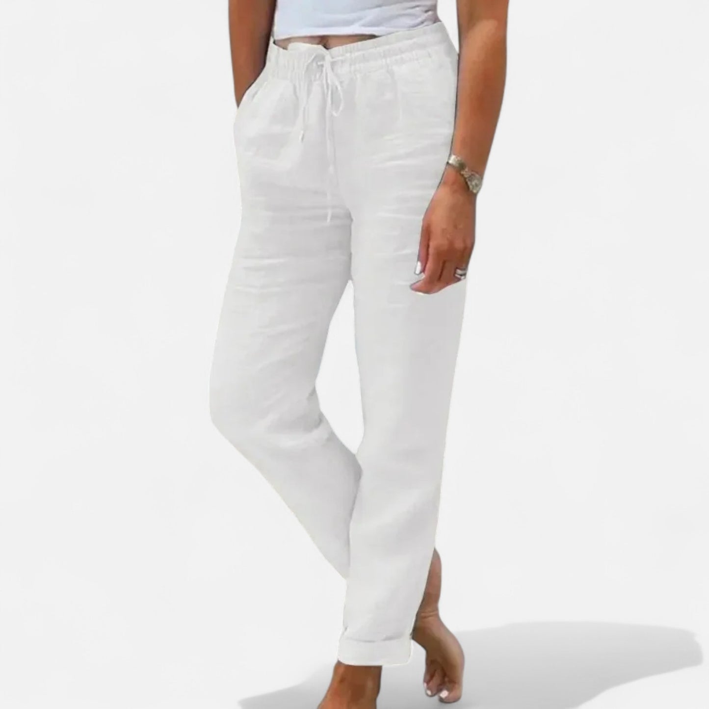 VelroisMode | Women's High-Waisted Cotton-Linen Trousers – Effortless Elegance, Everyday Comfort