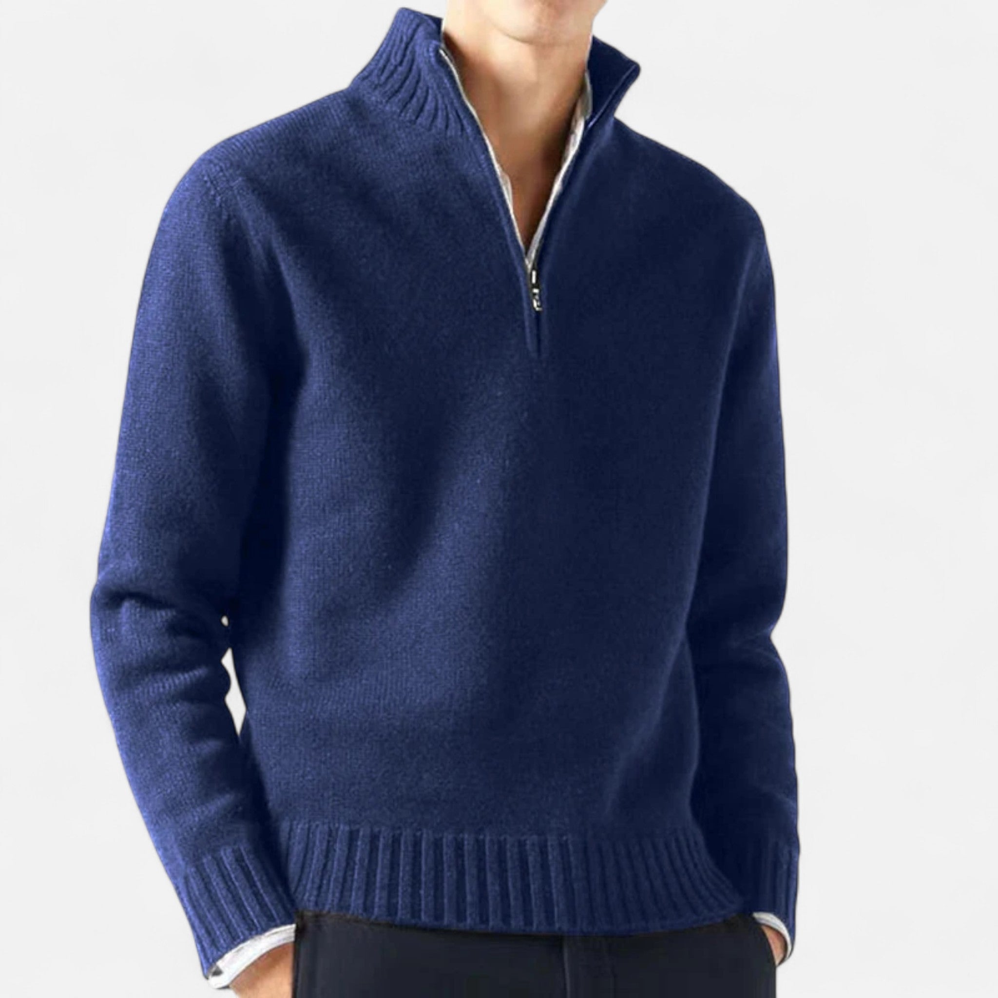 Velroismode | Men’s Long Sleeve Casual Zip-Up Sweater