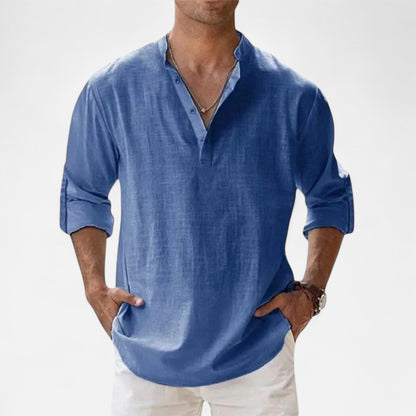 VelroisMode | Men's Linen Henley Shirt – Effortless Summer Sophistication