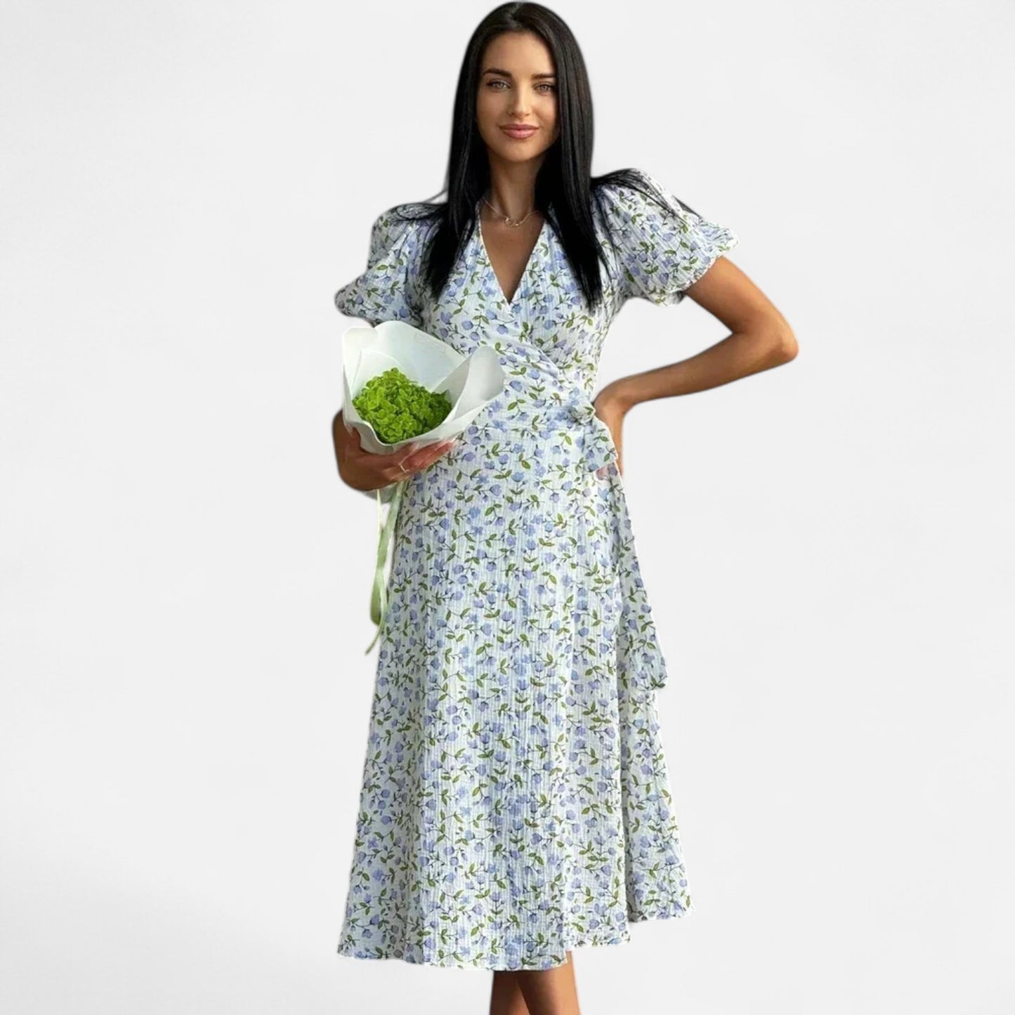 VelroisMode | Women's Light Floral Long Dress – Effortless Elegance, Everyday Comfort