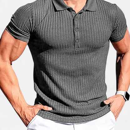 VelroisMode | Men's Striped Stand Collar Polo Shirt – Effortless Summer Style