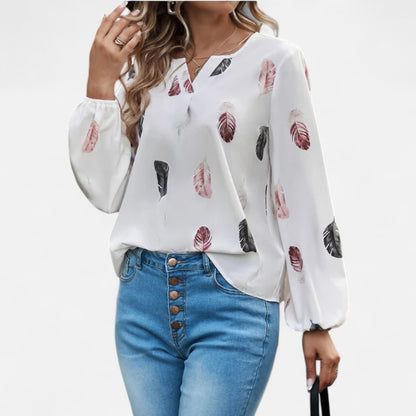 VelroisMode | Women's Long Sleeve Patterned Blouse – Effortless Elegance, Everyday Comfort