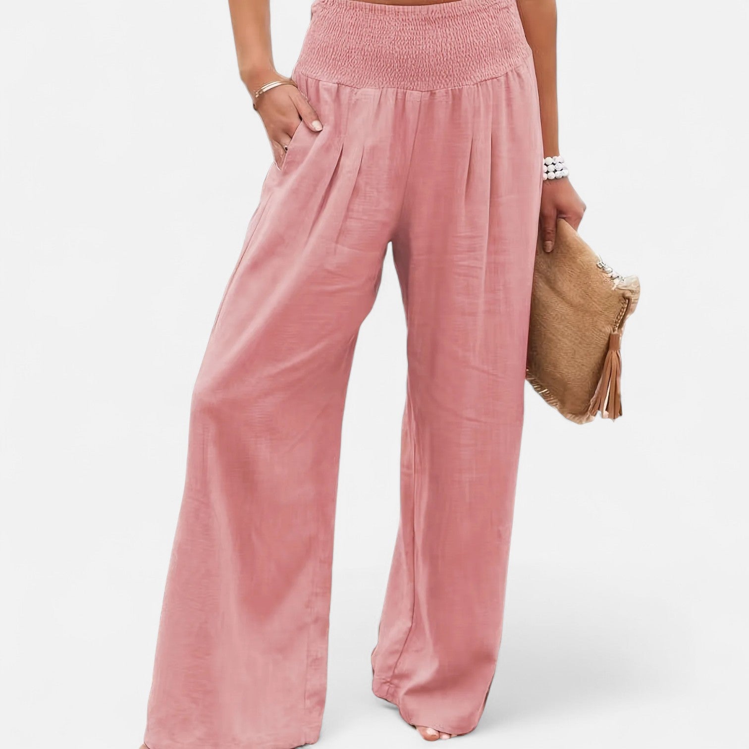 Velroismode | Women's Cotton High-Waist Elastic Pants