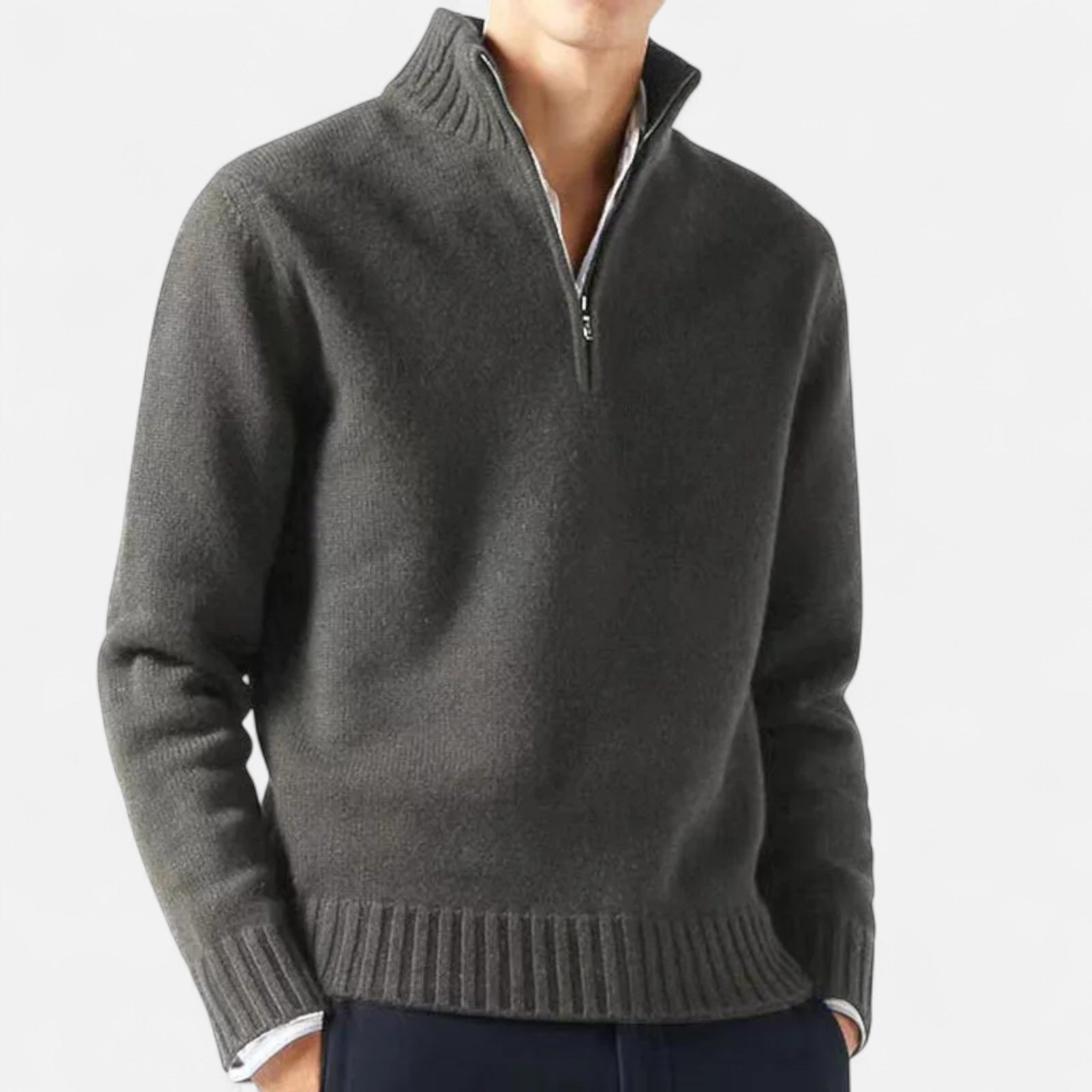 Velroismode | Men’s Long Sleeve Casual Zip-Up Sweater